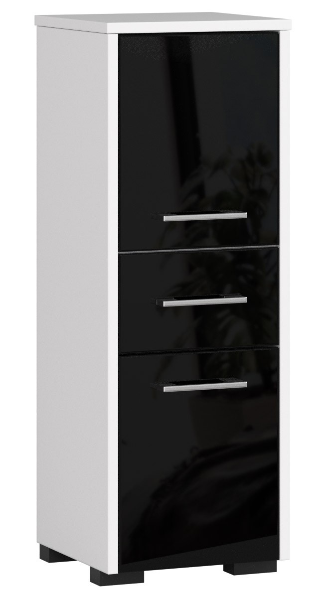 E-shop Moderná kúpeľňová skrinka ASTRA2D, biela / čierny lesk