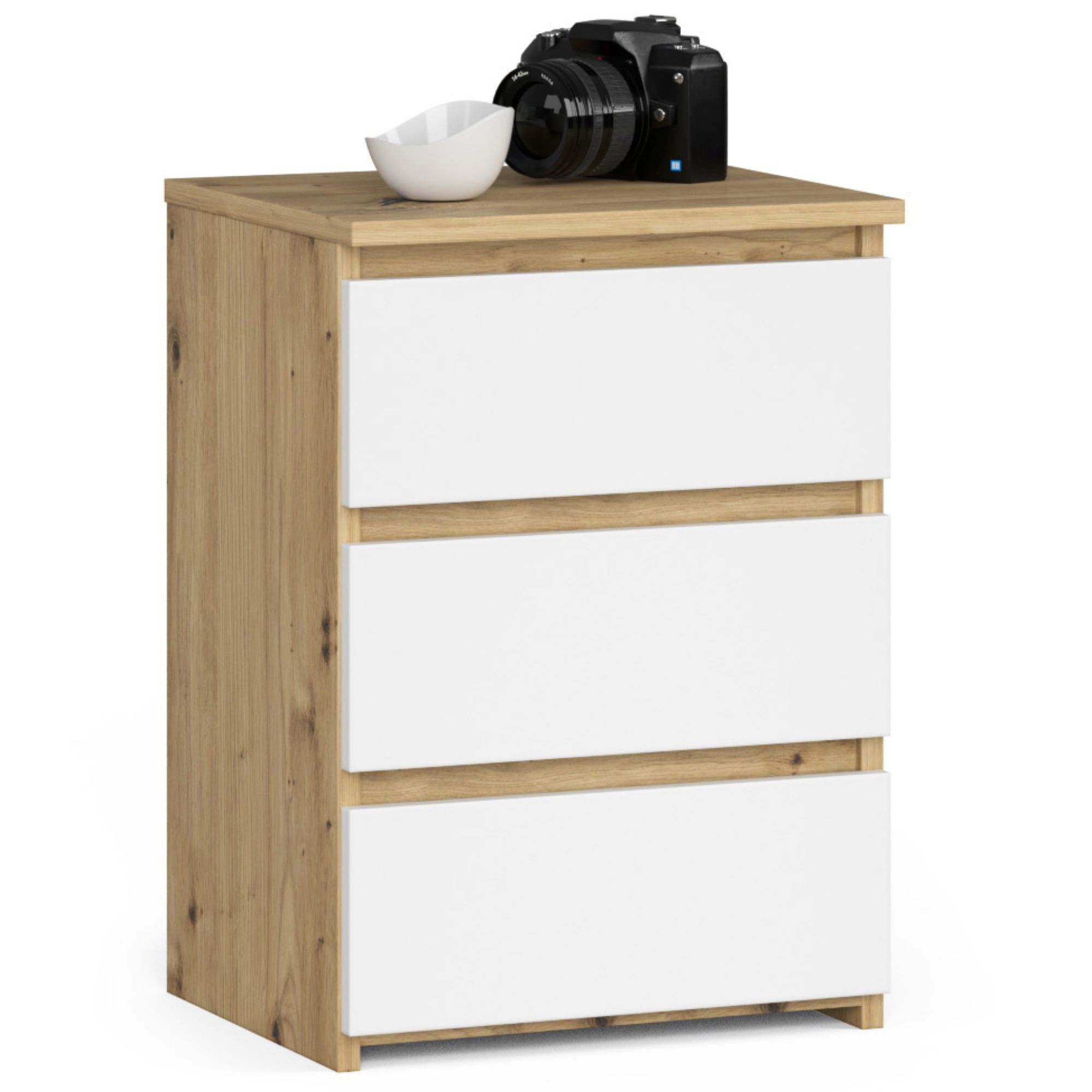 Dizajnový nočný stolík SHEEN40, hnedý / biely