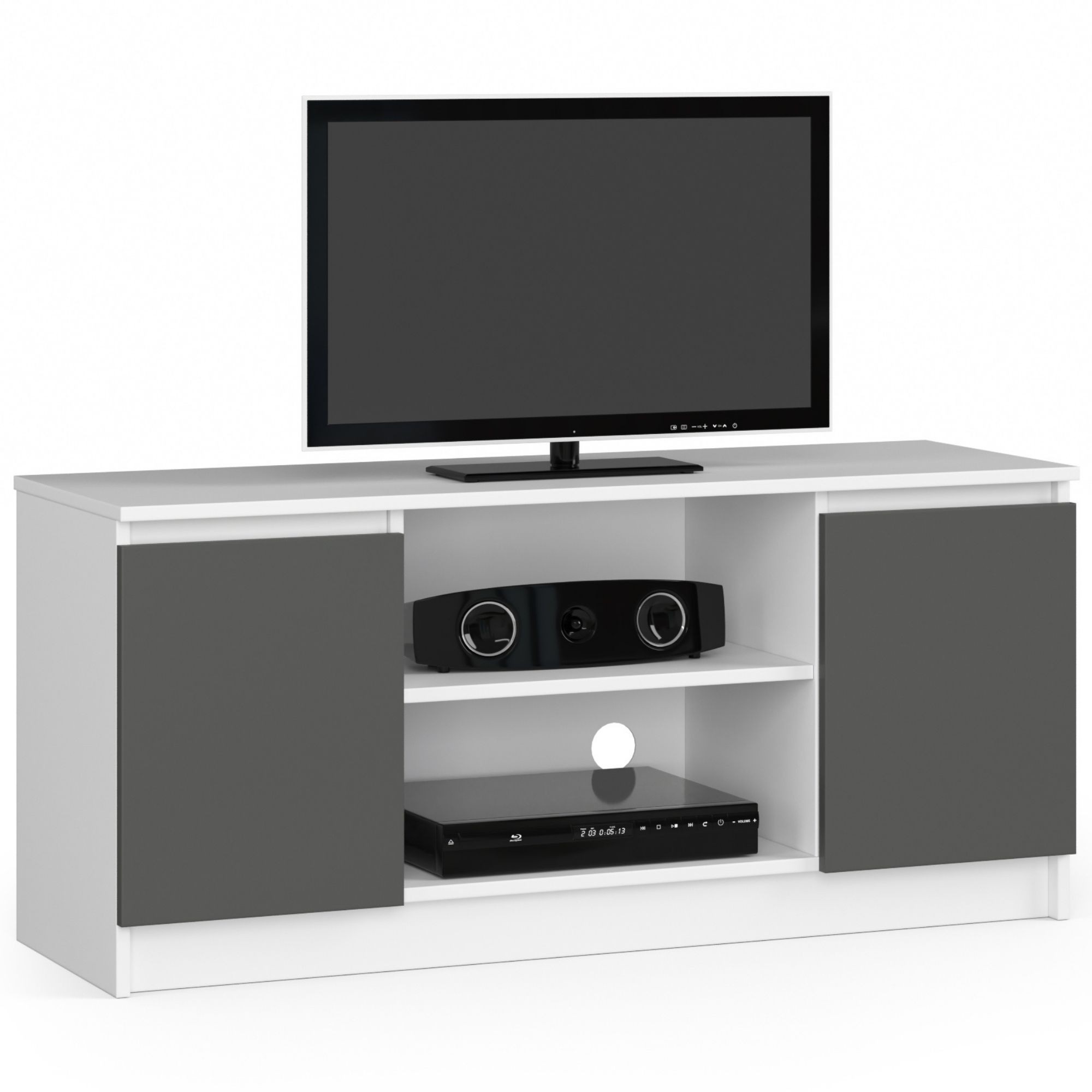 E-shop Moderný TV stolík ROMANA120, biely / grafit