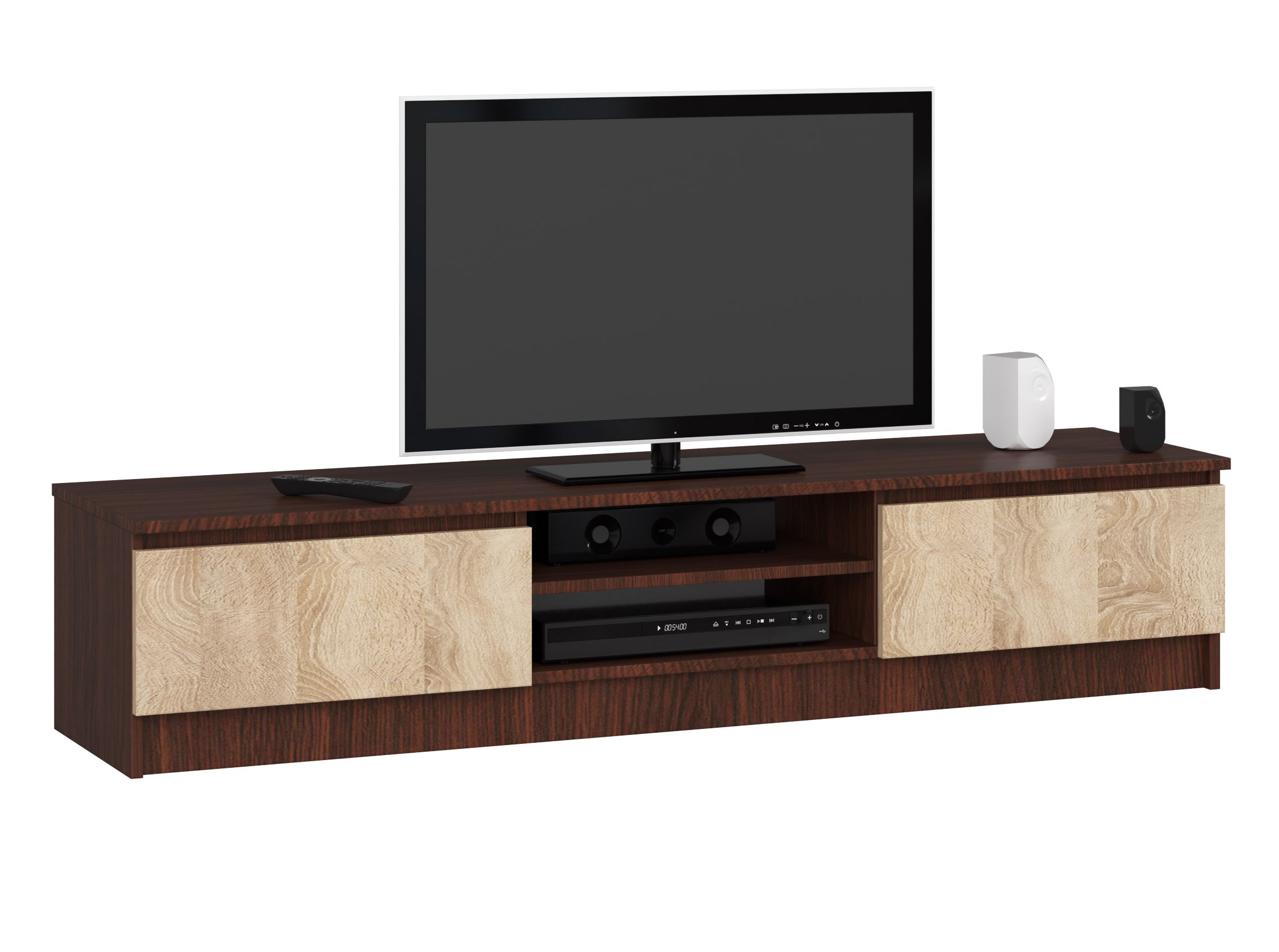 Moderný TV stolík ROMANA160, wenge / dub Sonoma