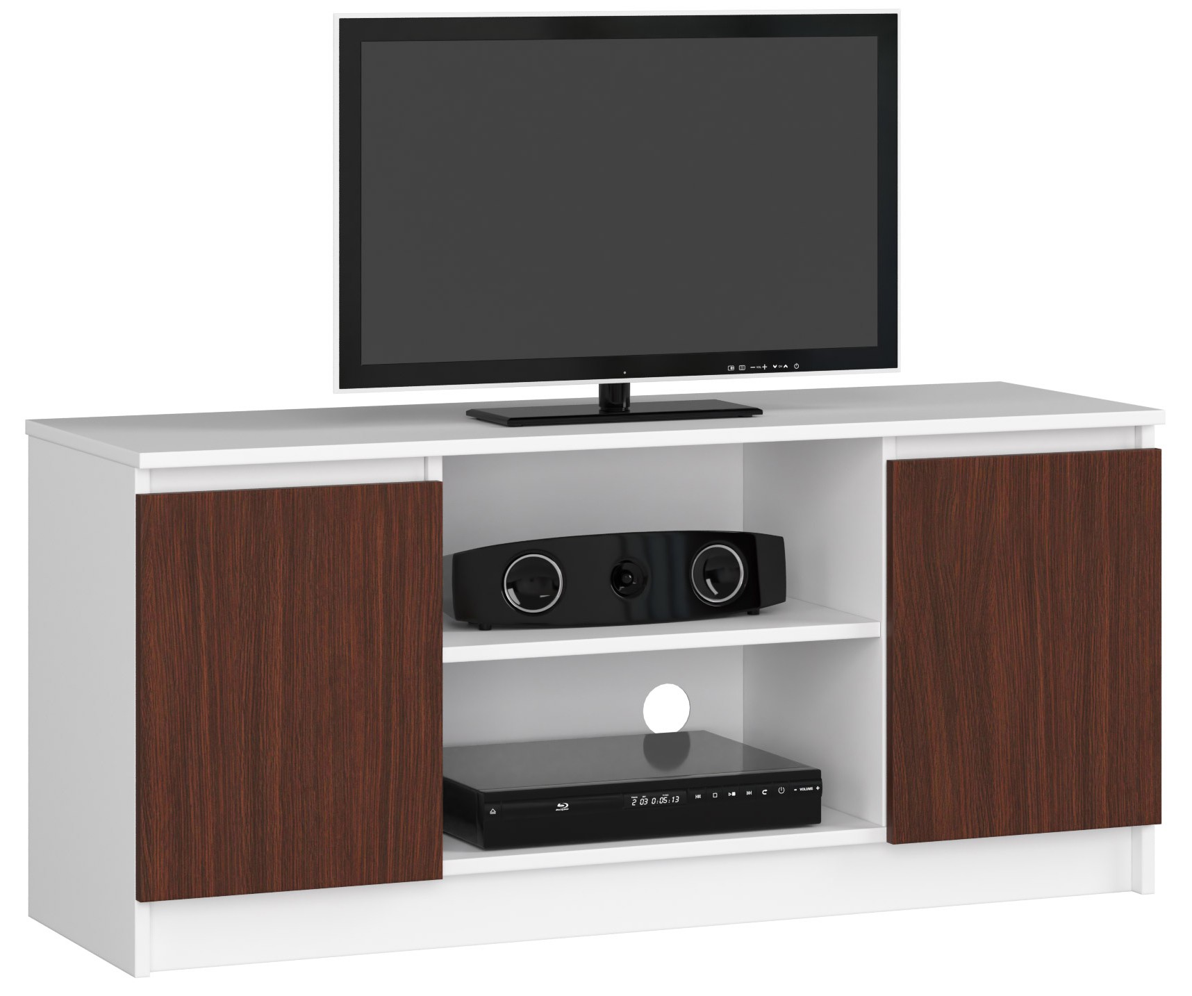 Moderný TV stolík ROMANA120, biely / wenge