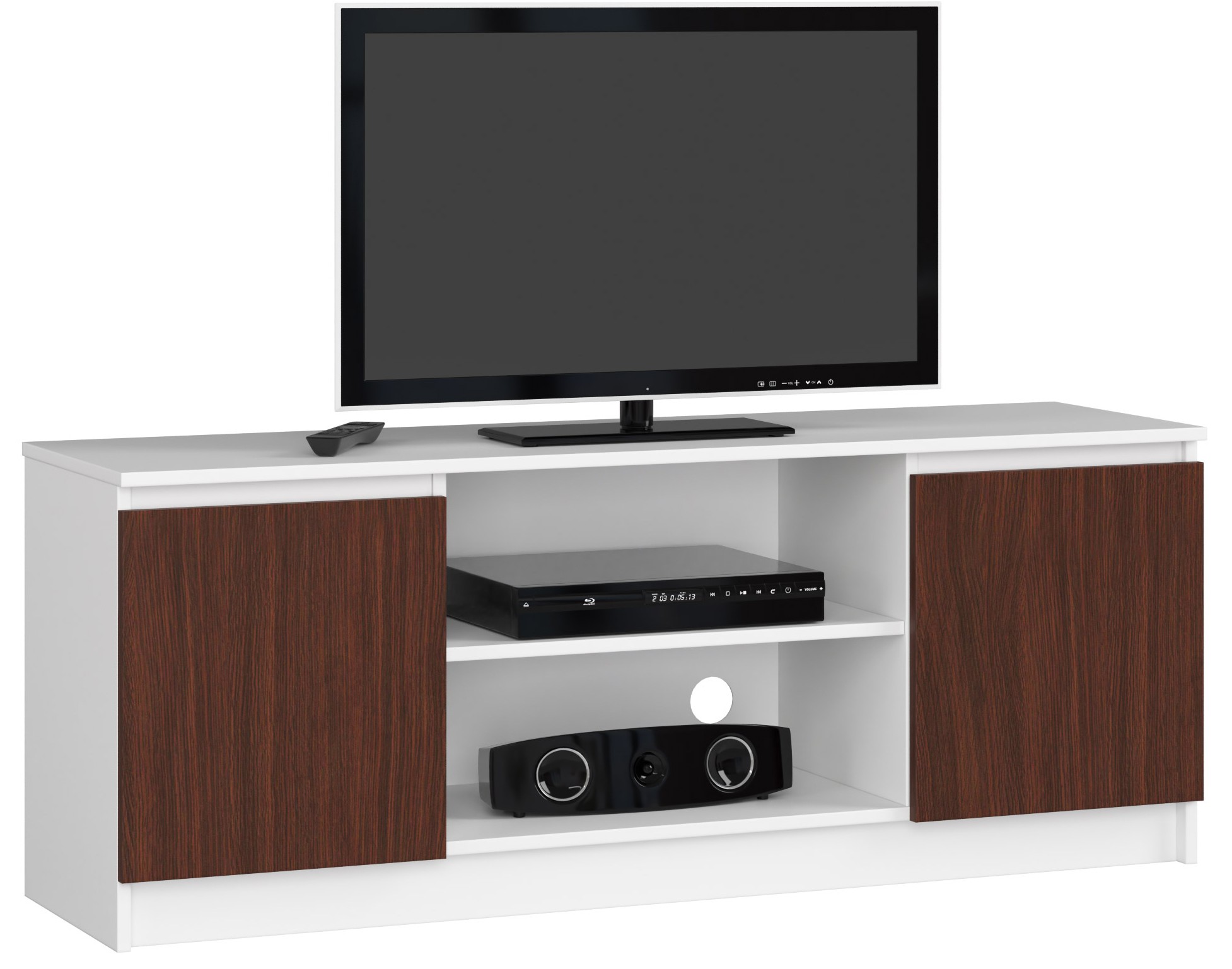 Dizajnový TV stolík ROMANA140, biely / wenge