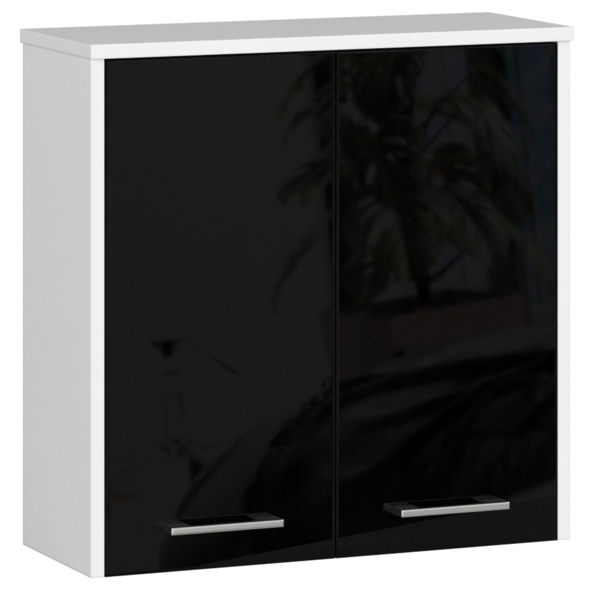 E-shop Dizajnová kúpeľňová skrinka ISLA60, biela / čierny lesk