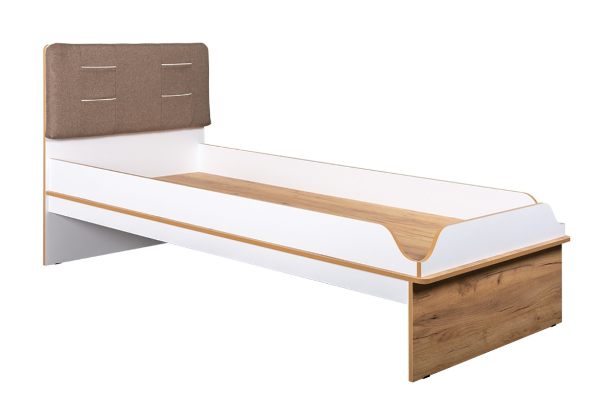 E-shop FIFI jednolôžková posteľ, biela/dub zlatý